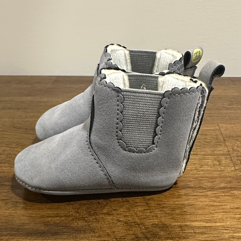 First Steps Gray Baby Ankle Boots Soft Sole 6–9 Months